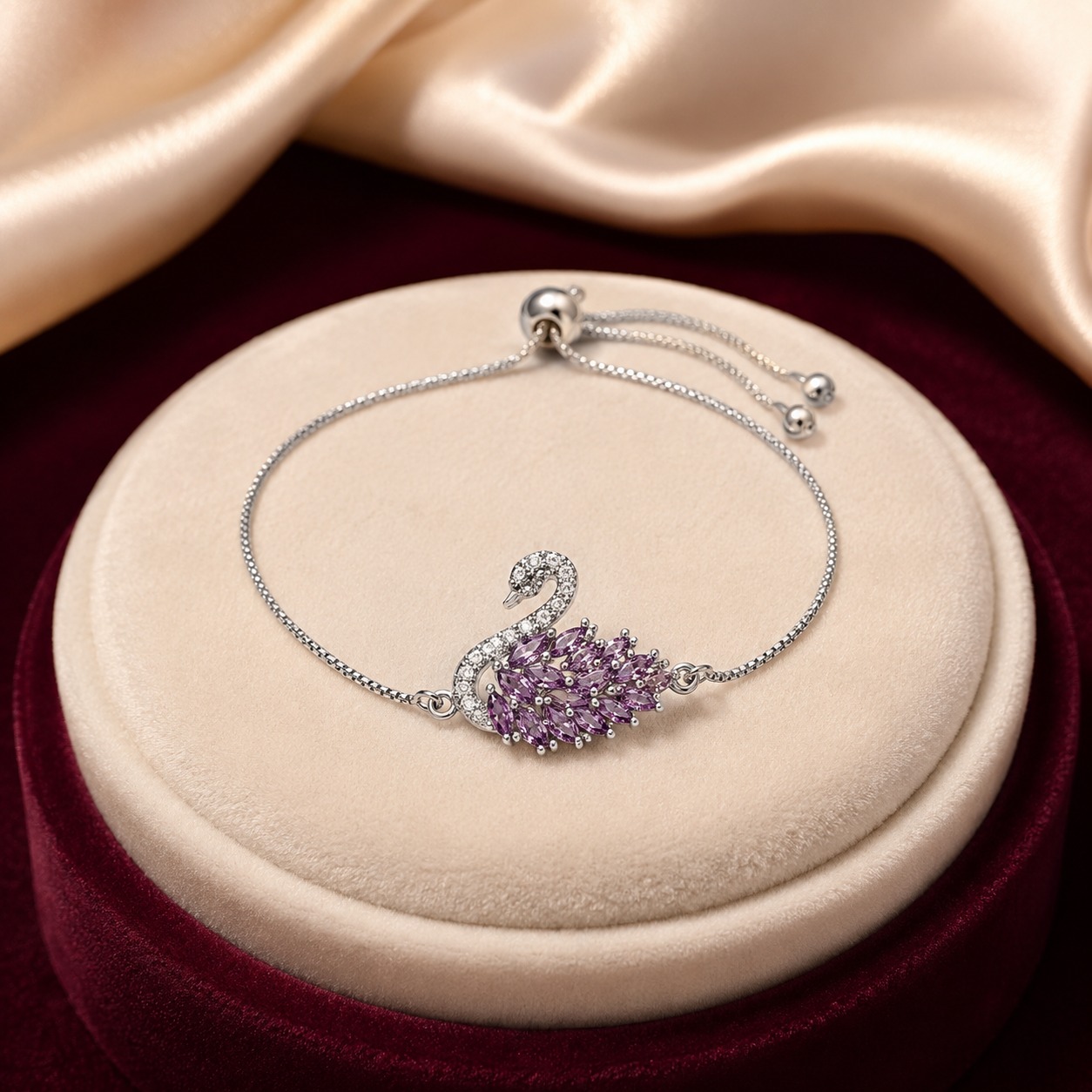 Amethyst Swan Bracelet