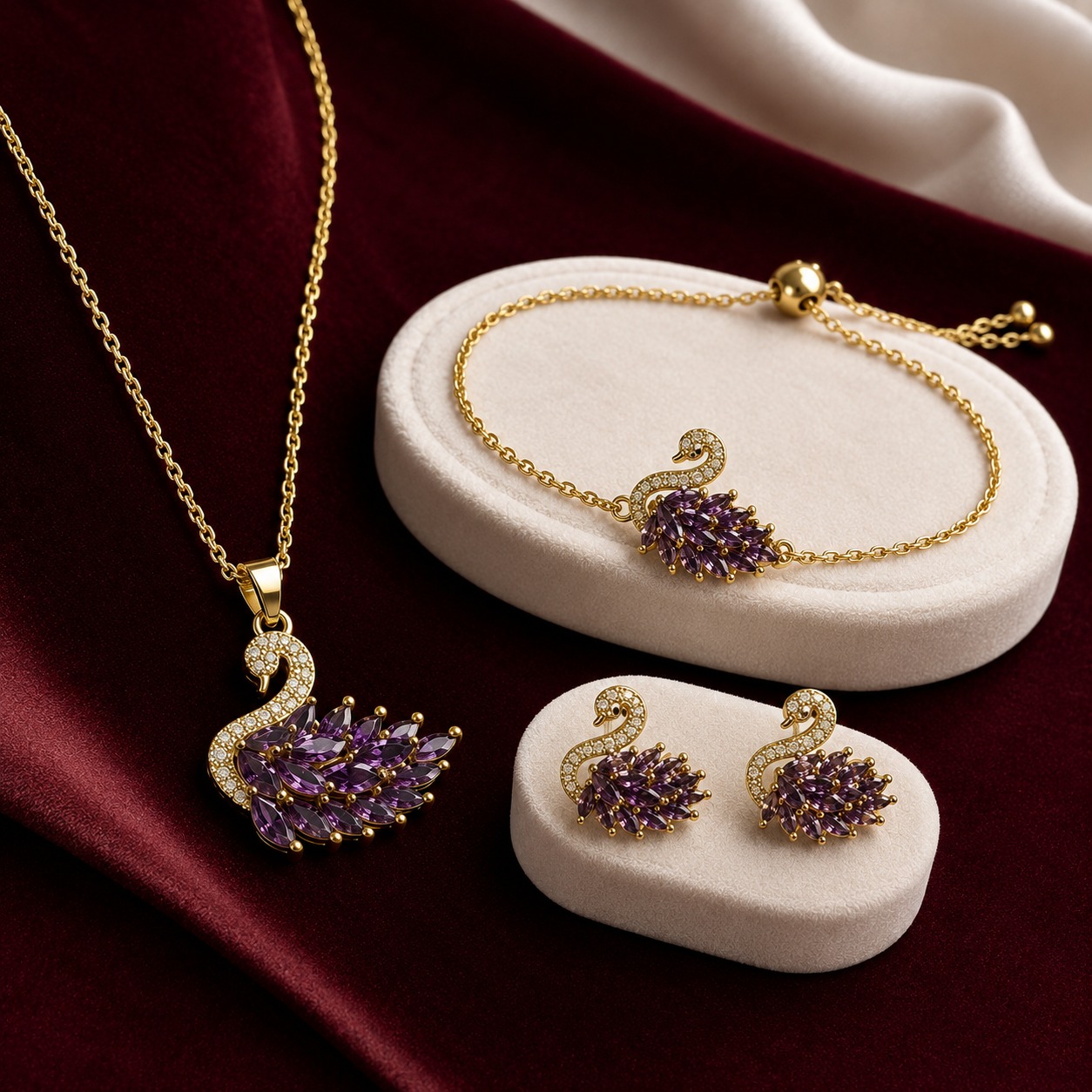 Amethyst Swan Set