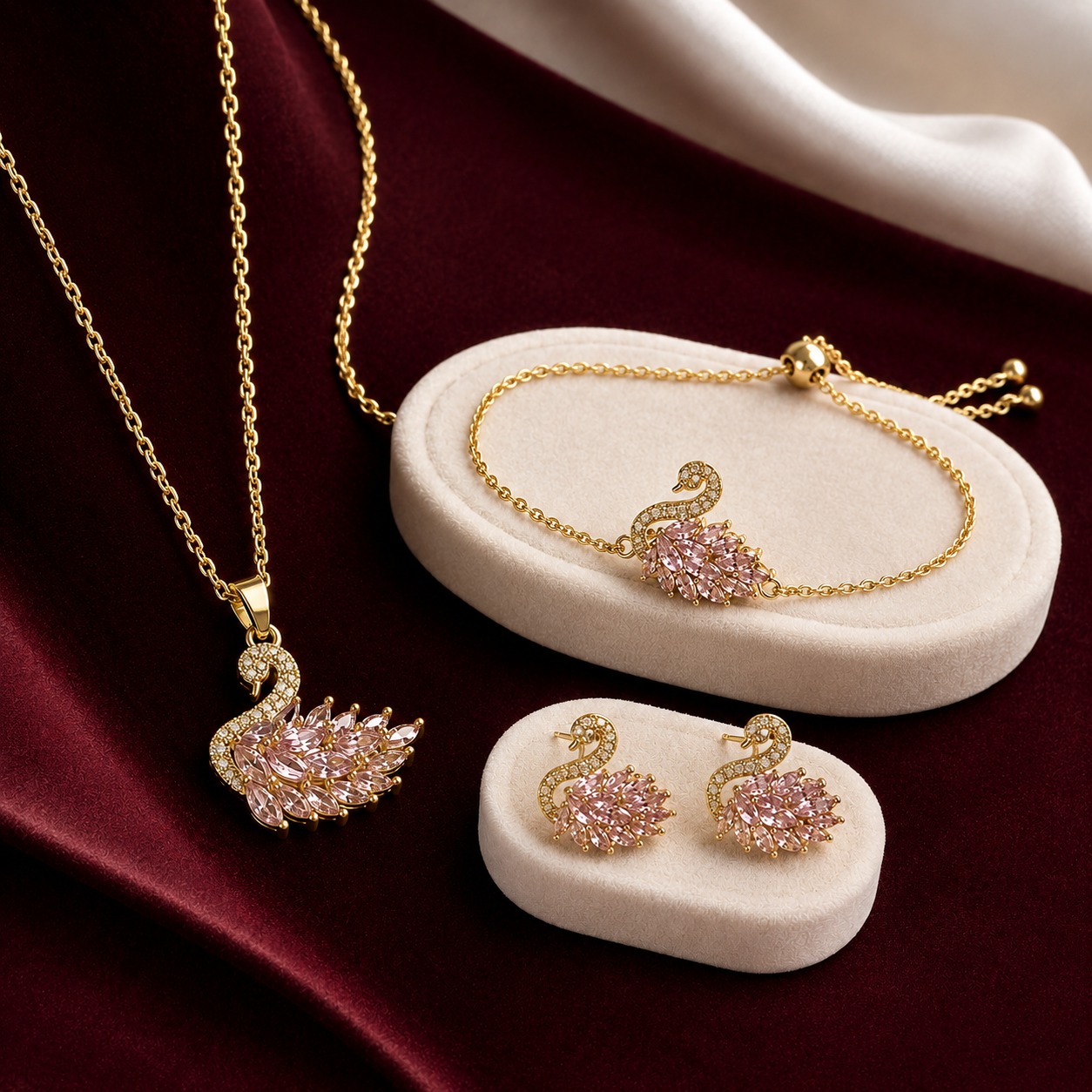 Blush Swan Jewellery Set