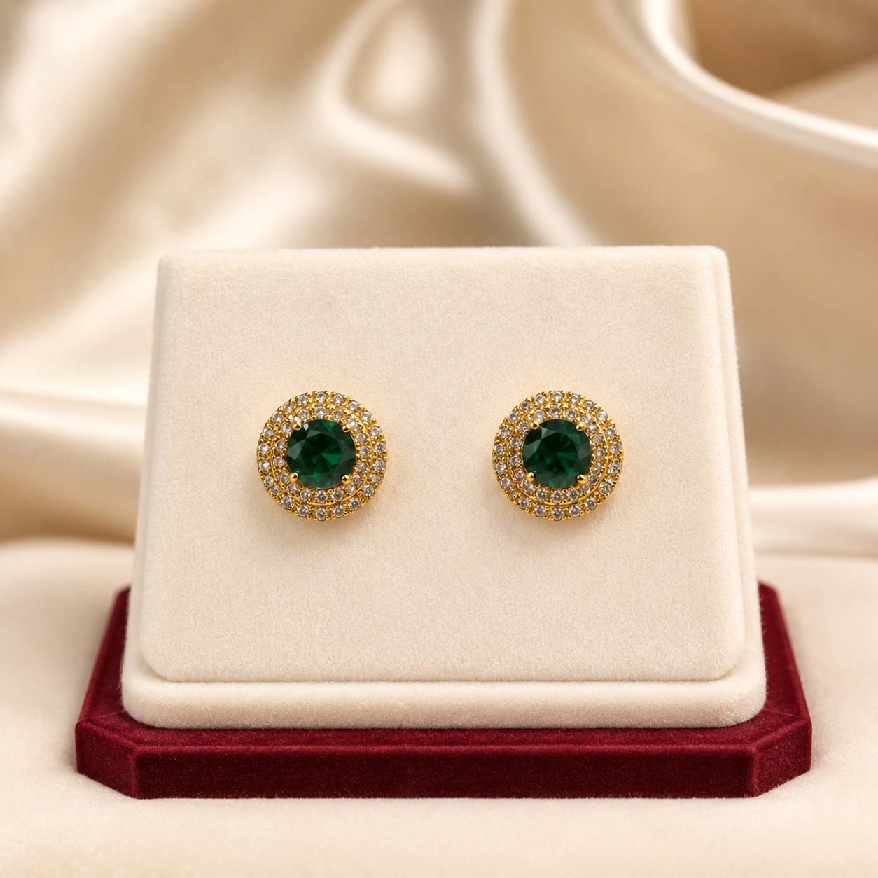 Emerald Halo Studs