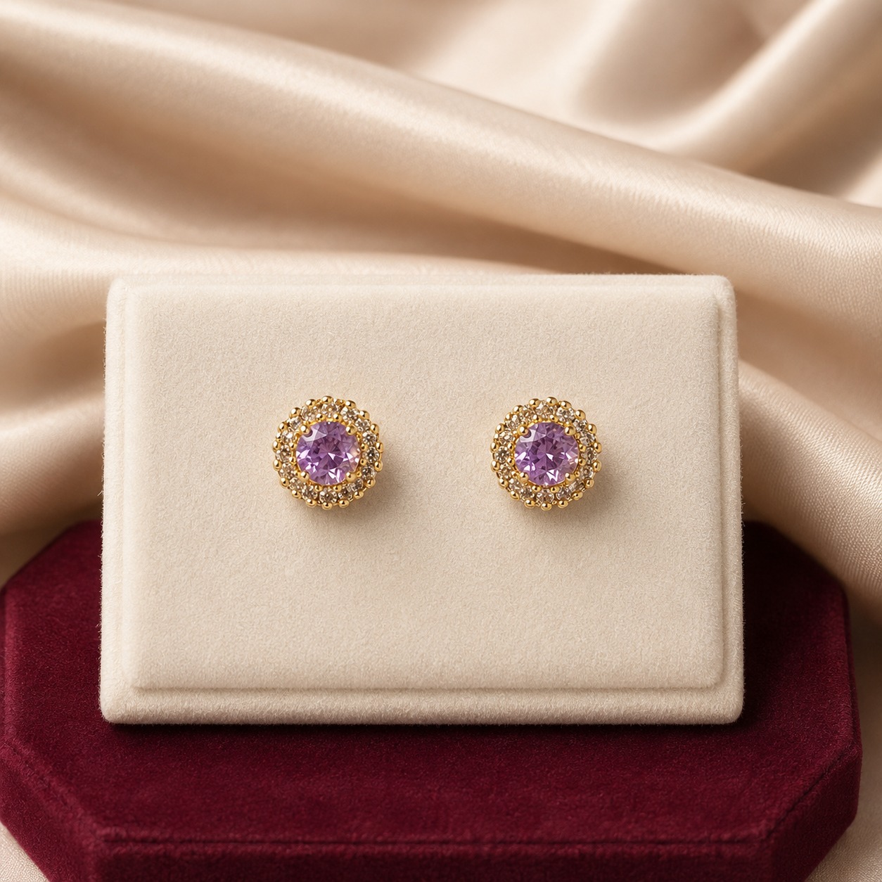 Lilac Circle Studs